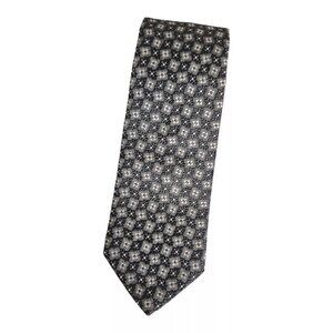 BROOKS BROTHERS Men's 100% Silk Necktie DESIGNER Tie Gray Geometric W:3.4" EUC